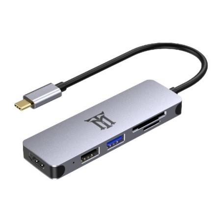 Premium MTHUB5 base para porttil y replicador de puertos USB 3.2 Gen 2 (3.1 Gen 2) Type-C Aluminio  Gris