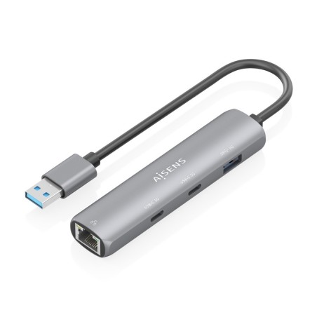 USB3.0 Dock USB-A A Ethernet Gigabit + Hub 2xUSB-C+1xUSB-A  Gris  15cm
