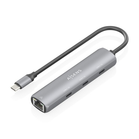 Dock USB-C A Ethernet Gigabit + Hub 3xUSB-C  Gris  15cm