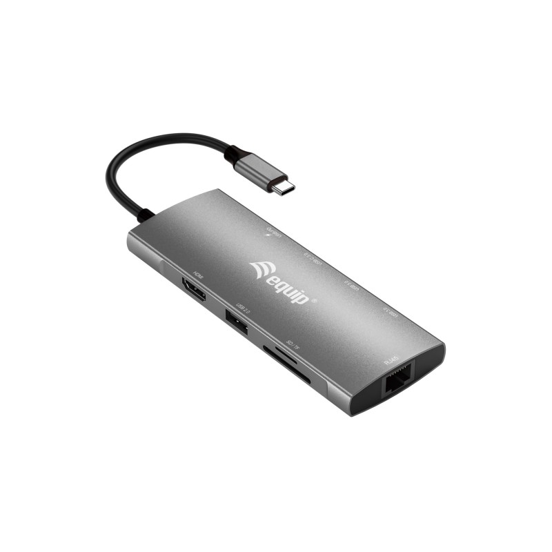 Adaptador multifuncin USB-C 9 en 1  HDMI 4K/60Hz  Gigabit LAN  USB 3.2 GEN1  SD/TF  100W USB PD