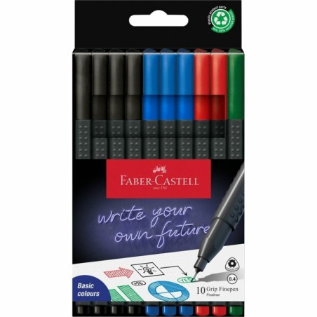 Grip Finepen rotulador de punta fina Fino Negro  Azul  Verde  Rojo 10 pieza(s)