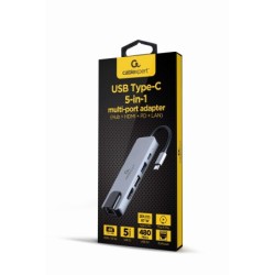A-CM-COMBO5-04 base para porttil y replicador de puertos Almbrico USB 3.2 Gen 1 (3.1 Gen 1) Type-C Plata