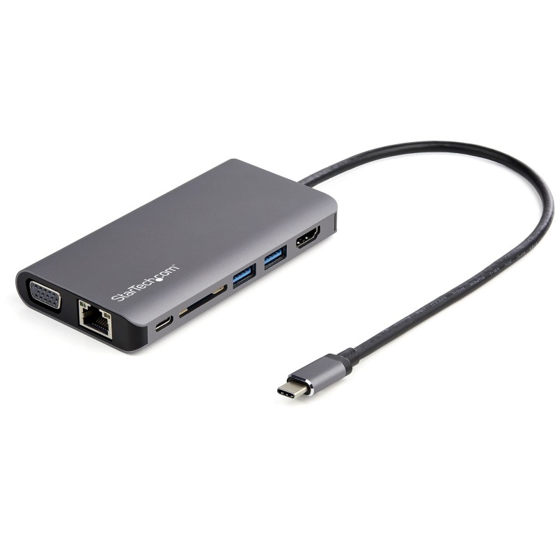 Adaptador Multipuertos USB-C - Mini Docking Station para Viajes con HDMI de 4K o VGA de 1080p - con Hub Ladrn USB 3.0 - PD de 10