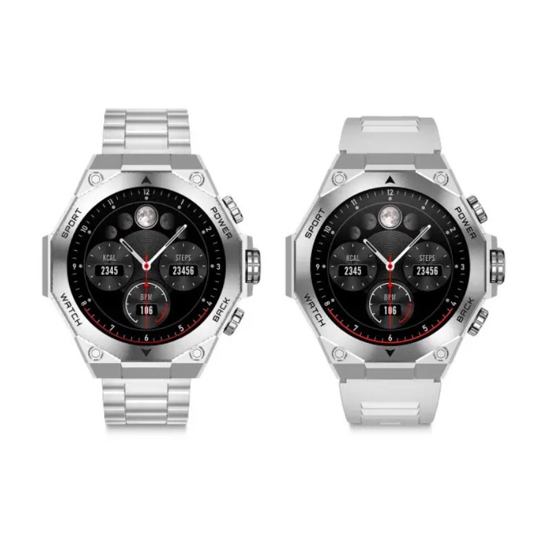 Smartwatch Titanium  Pantalla AMOLED 1 43"  2 correas  Aut. 5 das  Modos deporte y salud  Llamadas  Asistentes voz  Negro