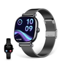 Smartwatch Iria  Pantalla AMOLED 1.7"  Autonoma 4 das  Correa metal y silicona  Modos deporte y salud  Llamadas  Negro