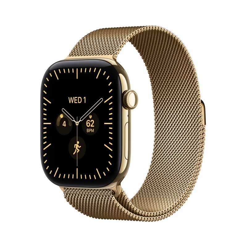 Watch Series 12 (GPS + Cellular) - Caja de titanio en oro brillante (42 mm) - Pulsera Milanese Loop color oro brillante