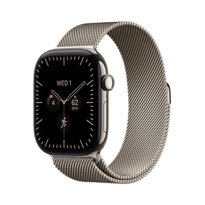 Watch Series 12 (GPS + Cellular) - Caja de titanio en color natural (46 mm) - Pulsera Milanese Loop color natural - Talla M/L