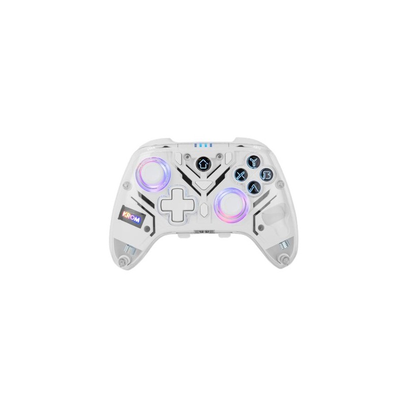 NXKROMKRYSTAL mando y volante Transparente  Blanco Bluetooth/USB Gamepad Analgico/Digital Android  Nintendo Switch  Nintendo Swi