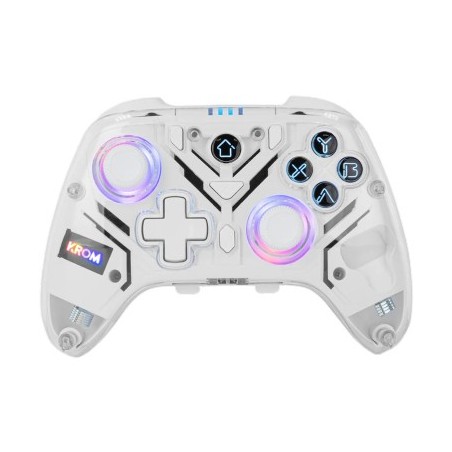 NXKROMKRYSTAL mando y volante Transparente  Blanco Bluetooth/USB Gamepad Analgico/Digital Android  Nintendo Switch  Nintendo Swi