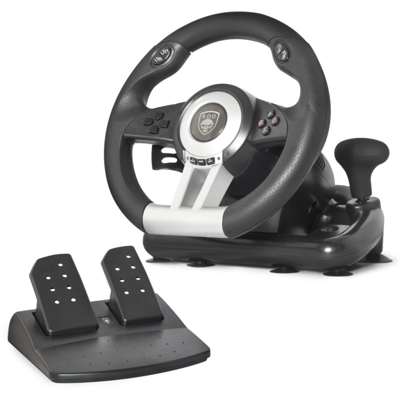 Race Wheel Pro Volante + Pedales PC Playstation 2 Playstation 3 Analgico/Digital USB Negro  Plata