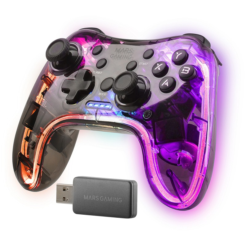 Gamepad Inalmbrico 2.4GPRO  Neon RGB  Vibracin Hptica Dual  Joysticks Analgicos  Mando para PC  PS3  PS4  XBOX360  Raspberry Pi 