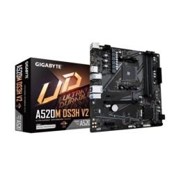 Placa base A520M DS3H V2 - Soporta CPUs AMD Ryzen serie 5000 AM4  hasta 4733 MHz DDR4 (OC)  PCIe 3.0 x16  LAN GbE  USB 3.2 Gen 1