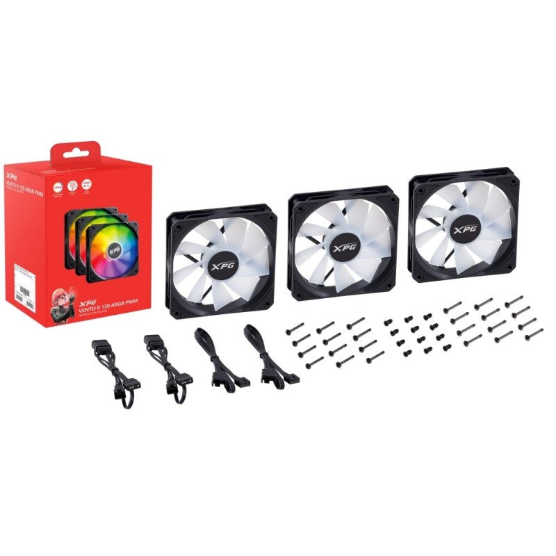 VENTO 120 ARGB PWM (paquete de 3) Negro