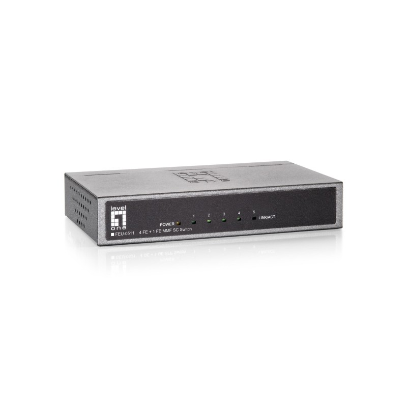 Switch Fast Ethernet de 5 puertos  1 Port SC Multi-Mode Fiber  2km