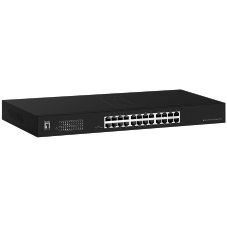 Switch 24x GE GEU-2431 19\" Rack Mount Kit No administrado Gigabit Ethernet (10/100/1000) 1U Negro