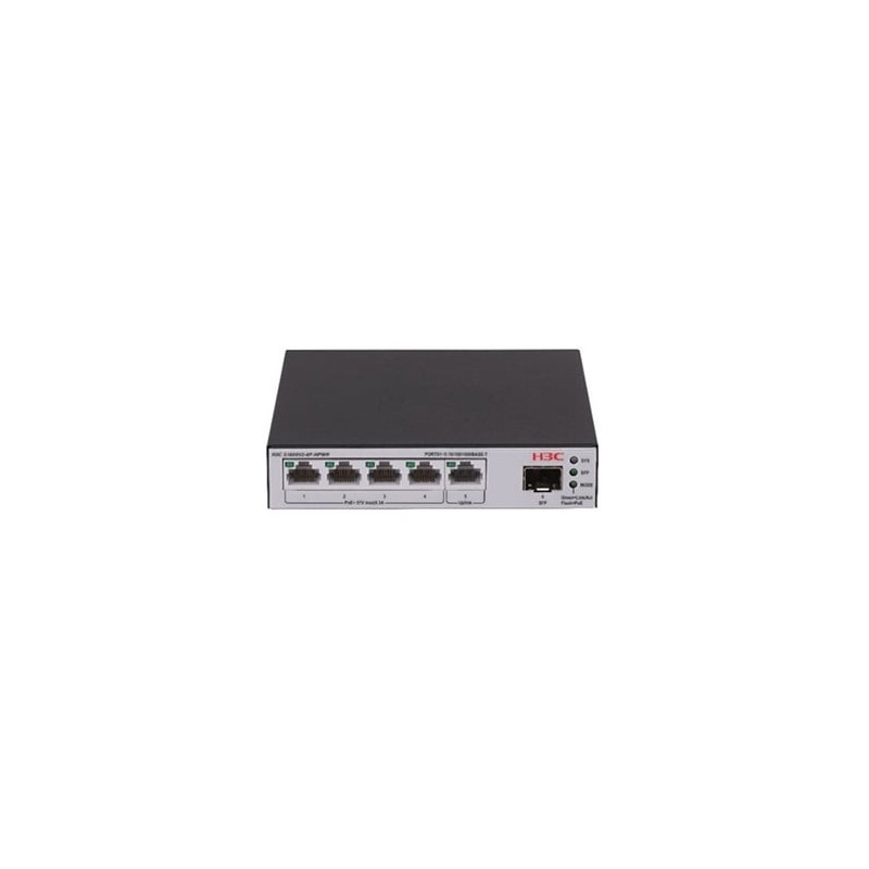 LS-1600V2-6P-HPWR-GL switch Gestionado L2 Gigabit Ethernet (10/100/1000) Energa sobre Ethernet (PoE) Gris  Negro