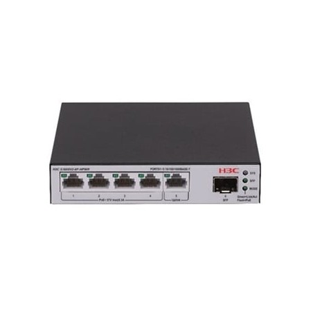 LS-1600V2-6P-HPWR-GL switch Gestionado L2 Gigabit Ethernet (10/100/1000) Energa sobre Ethernet (PoE) Gris  Negro