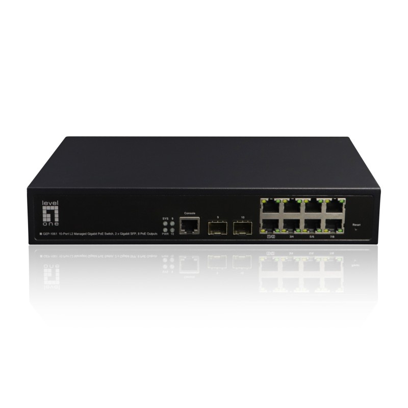 GEP-1061 switch Gestionado L2 Gigabit Ethernet (10/100/1000) Energa sobre Ethernet (PoE) Negro