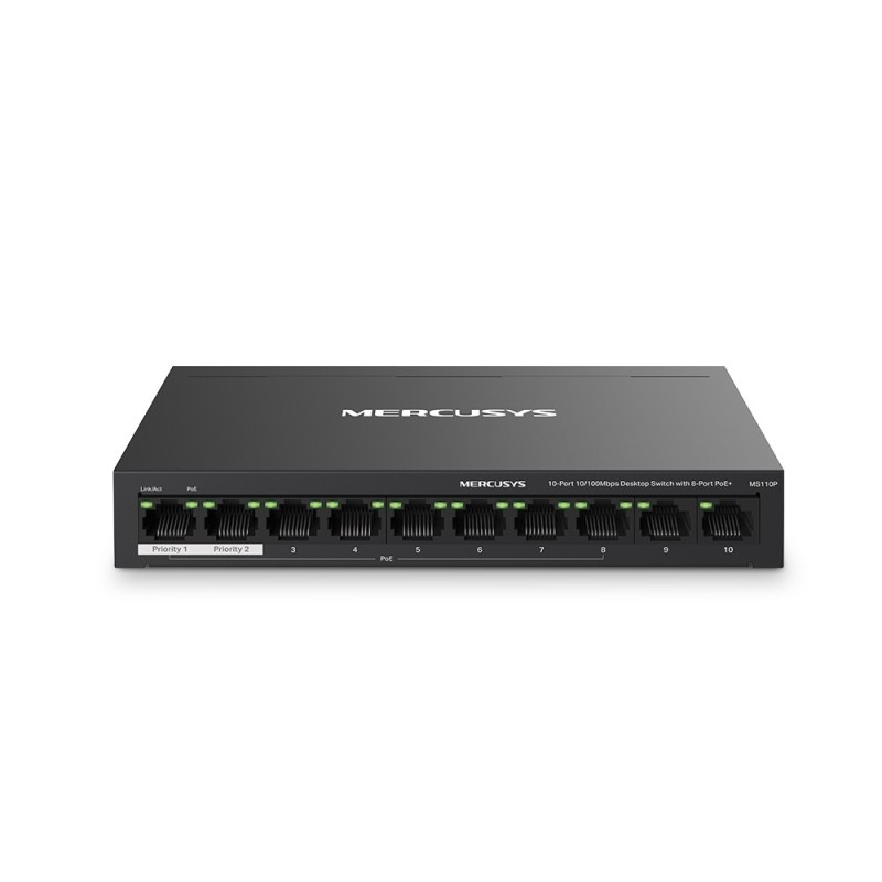 MS110P switch Gestionado Fast Ethernet (10/100) Energa sobre Ethernet (PoE) Negro