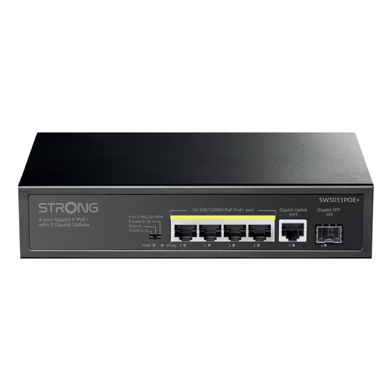 SW5011POE+ switch Gigabit Ethernet (10/100/1000) Energa sobre Ethernet (PoE) Montaje en pared/escritorio Negro