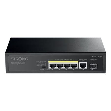 SW5011POE+ switch Gigabit Ethernet (10/100/1000) Energa sobre Ethernet (PoE) Montaje en pared/escritorio Negro