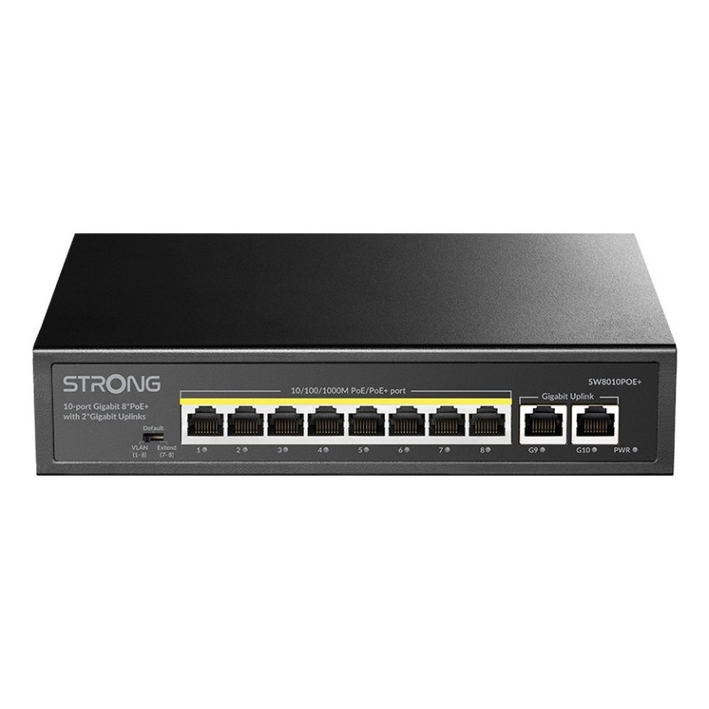 SW8010POE+ switch Gigabit Ethernet (10/100/1000) Energa sobre Ethernet (PoE) Escritorio Negro