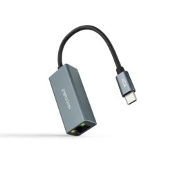 Conversor USB-C a Ethernet Gigabit 10/100/1000 Mbps  Aluminio  Gris  15 cm