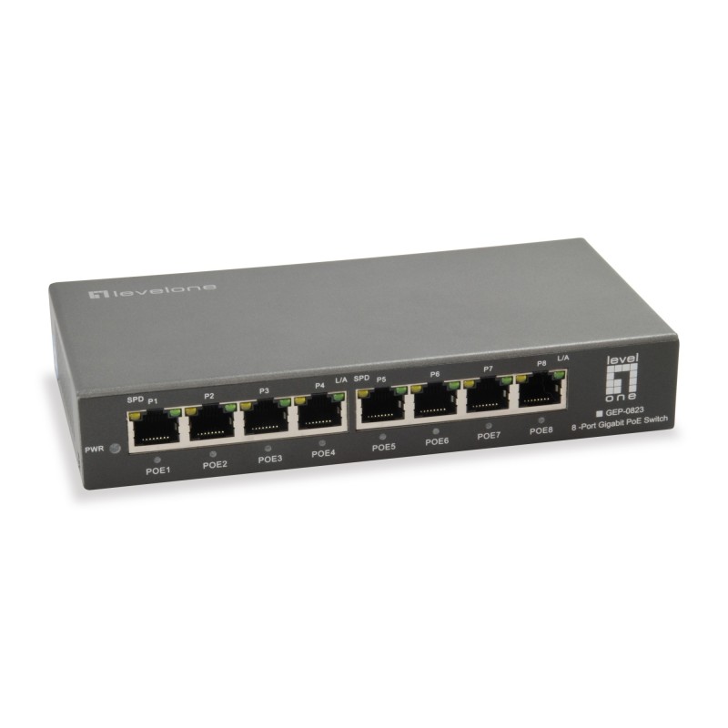 GEP-0823 switch Gigabit Ethernet (10/100/1000) Energa sobre Ethernet (PoE) Negro
