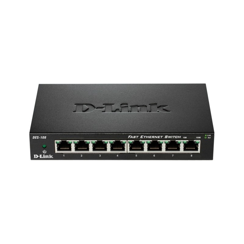 DES-108 switch No administrado L2 Gigabit Ethernet (10/100/1000) Escritorio Negro