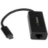 Adaptador de Red Ethernet Gigabit USB-C - Negro - Compatible con Thunderbolt 3 - Adaptador Externo USB Tipo C a Ethernet RJ45 - 