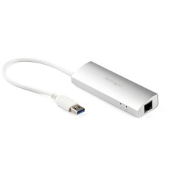 Hub Ladrn USB 3.0 de 3 Puertos con Adaptador de Red Ethernet Gigabit - Hub Concentrador USB-A - Alimentado por el Bus - 5Gbps - 