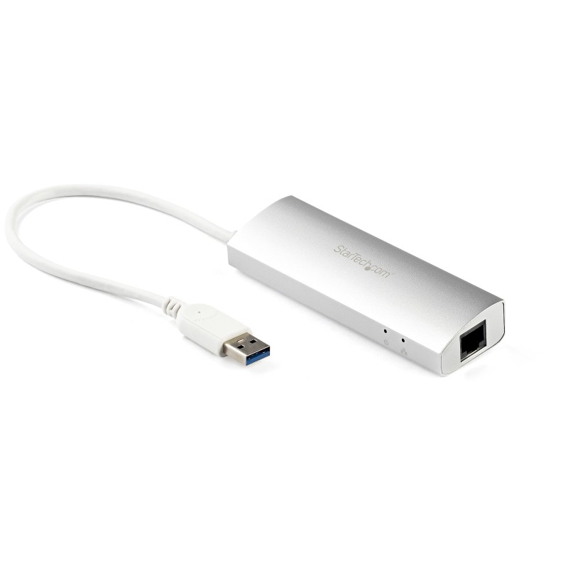 Hub Ladrn USB 3.0 de 3 Puertos con Adaptador de Red Ethernet Gigabit - Hub Concentrador USB-A - Alimentado por el Bus - 5Gbps - 