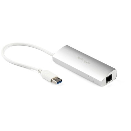 Hub Ladrn USB 3.0 de 3 Puertos con Adaptador de Red Ethernet Gigabit - Hub Concentrador USB-A - Alimentado por el Bus - 5Gbps - 