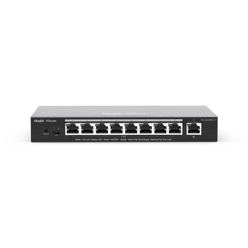 RG-ES209GC-P switch Gestionado Gigabit Ethernet (10/100/1000) Energa sobre Ethernet (PoE) Negro