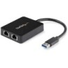 Adaptador Tarjeta de Red NIC Externa USB 3.0 de 2 Puertos Ethernet Gigabit RJ45 y 1 Puerto USB - 10/100/1000 - Adaptador Externo