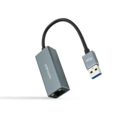 Conversor USB 3.0 a Ethernet Gigabit 10/100/1000 Mbps  Aluminio  Gris  15 cm
