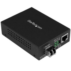 Conversor de Medios de Fibra LC Multimodo Para Redes 10/100/1000Mbps - Gigabit Ethernet a Fibra LC - Transceptor SFP Incluido - 