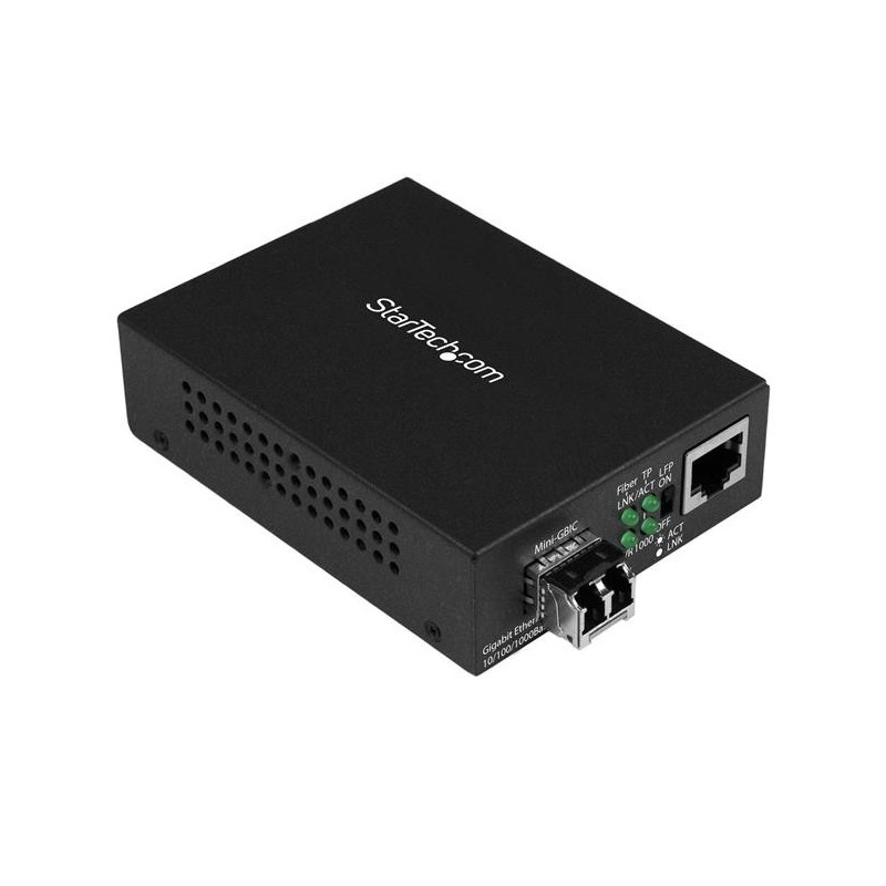 Conversor de Medios de Fibra LC Multimodo Para Redes 10/100/1000Mbps - Gigabit Ethernet a Fibra LC - Transceptor SFP Incluido - 
