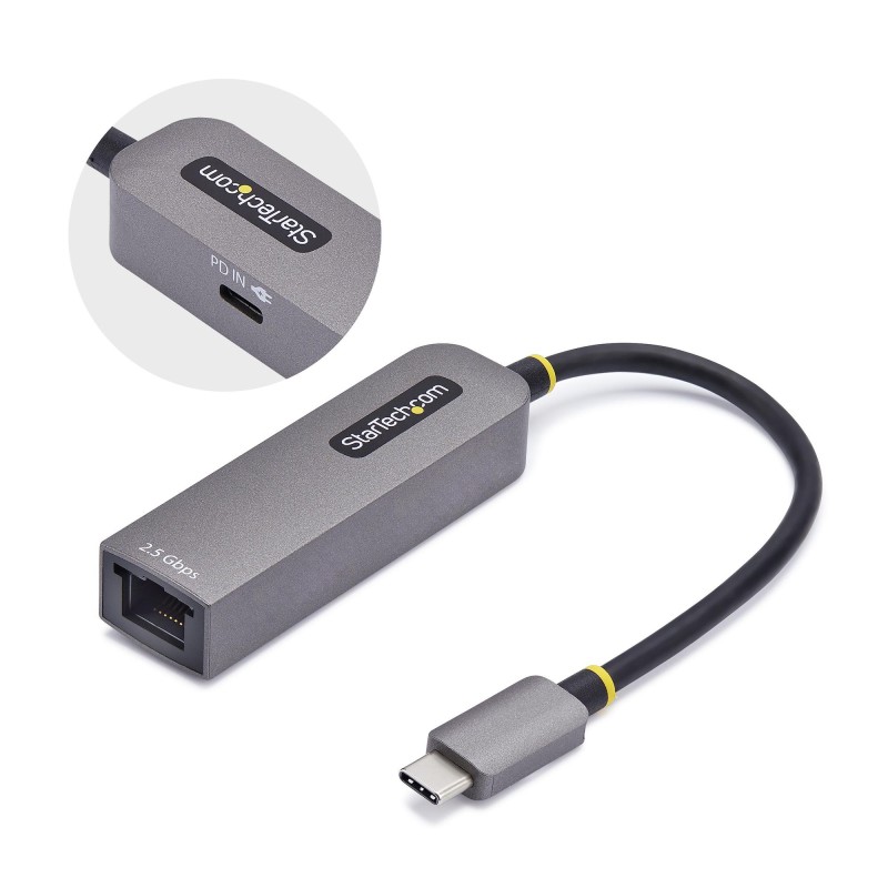 Adaptador de Red USB Tipo C a Ethernet - Adaptador de Red Externo USB-C a RJ45 2 5/1Gb - NBASE-T - USB 3.1 - Entrega de Alimenta