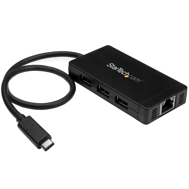 Concentrador USB 3.0 de 3 Puertos con USB-C y Ethernet Gigabit - 5Gbps - Con Adaptador de Alimentacin