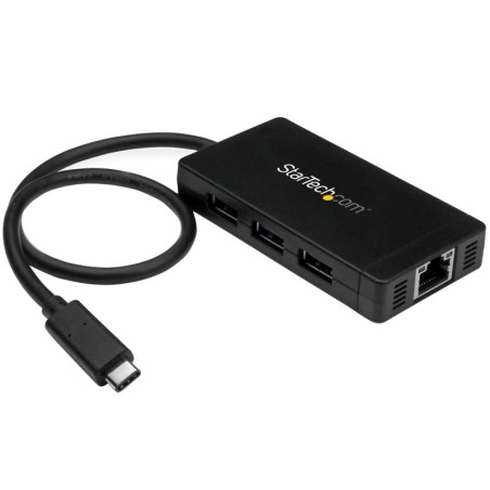 Concentrador USB 3.0 de 3 Puertos con USB-C y Ethernet Gigabit - 5Gbps - Con Adaptador de Alimentacin