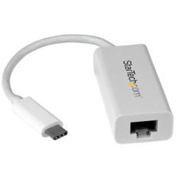 Adaptador de Red Ethernet Gigabit USB-C - Blanco - Compatible con Puertos Thunderbolt 3 - Windows y Mac - Adaptador de Red LAN E
