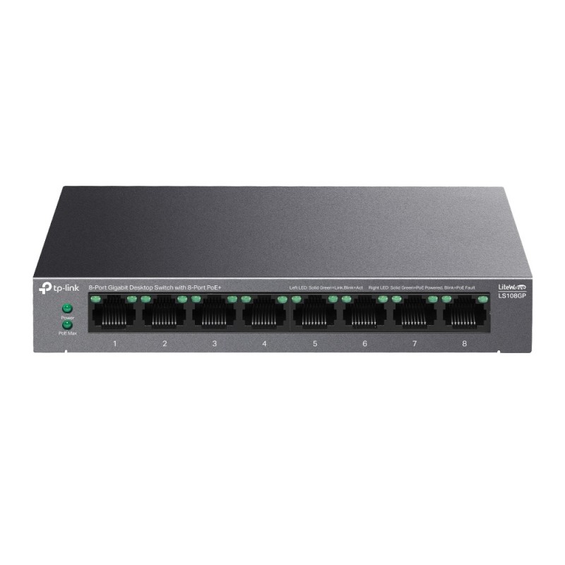 LiteWave LS108GP switch No administrado Gigabit Ethernet (10/100/1000) Energa sobre Ethernet (PoE) Negro