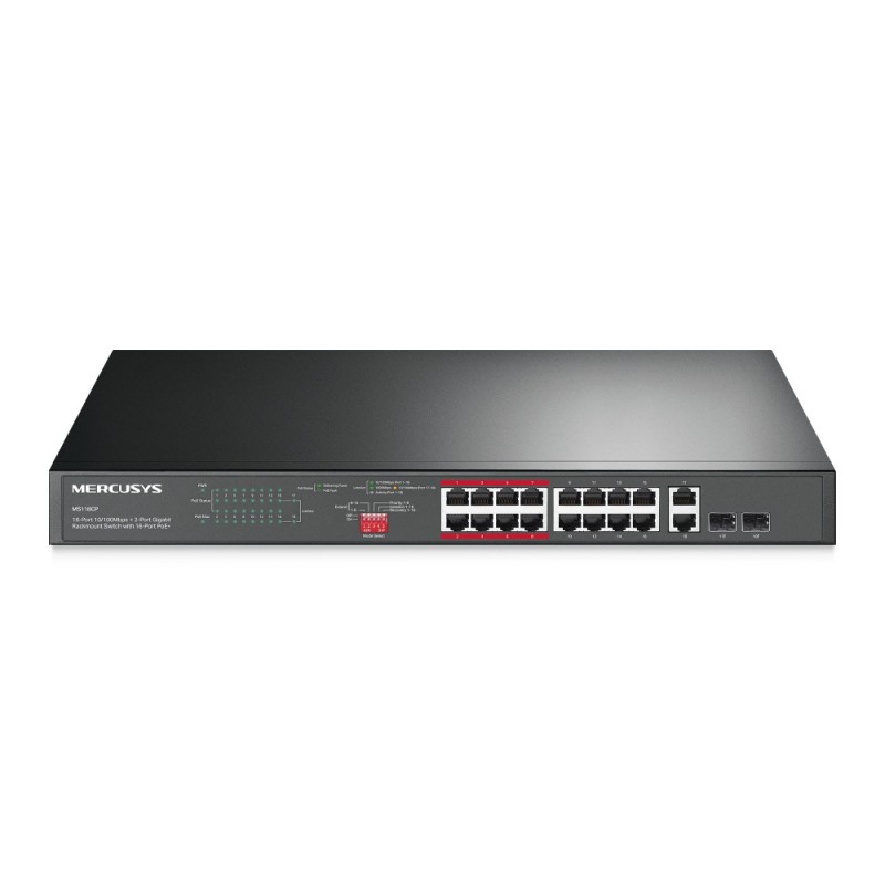 16-PORT 10/100MBPS+ 2-PORT GB RCK 16-PORT POE+ No administrado Fast Ethernet (10/100) Energa sobre Ethernet (PoE) Negro