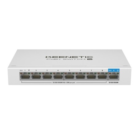 PoE+ Switch 9 (KN-4710) Switch Gigabit de 9 puertos con 8 puertos PoE+ y asignacin de energa de 120 W