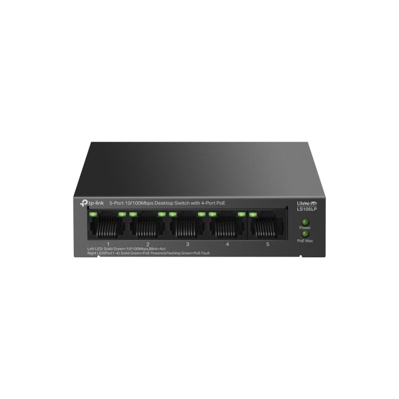 LiteWave LS105P No administrado Fast Ethernet (10/100) Energa sobre Ethernet (PoE) Negro