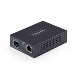 Conversor de Medios de Fibra 10GbE Multigigabit con Ranura SFP+ Abierta - RJ-45 a 10GBASE-X SFP+ - Monomodo/Multimodo - Tramas J