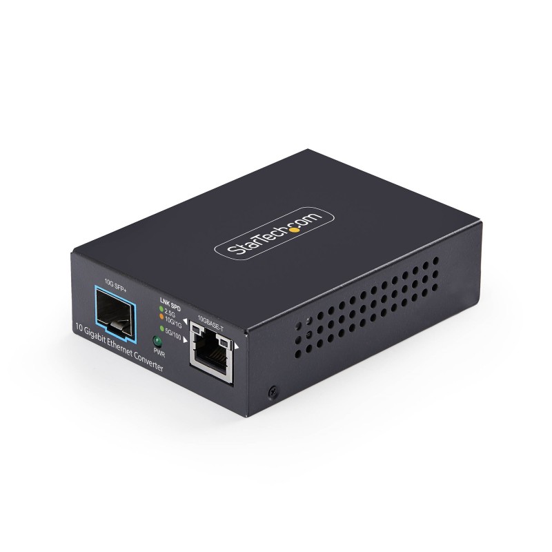 Conversor de Medios de Fibra 10GbE Multigigabit con Ranura SFP+ Abierta - RJ-45 a 10GBASE-X SFP+ - Monomodo/Multimodo - Tramas J