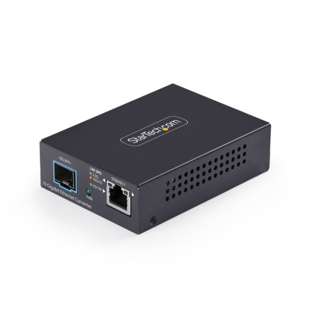 Conversor de Medios de Fibra 10GbE Multigigabit con Ranura SFP+ Abierta - RJ-45 a 10GBASE-X SFP+ - Monomodo/Multimodo - Tramas J