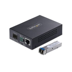 Conversor de Medios de Fibra LC Monomodo Para Redes 10/100/1000Mbps - Gigabit Ethernet a Fibra - 40km - TAA